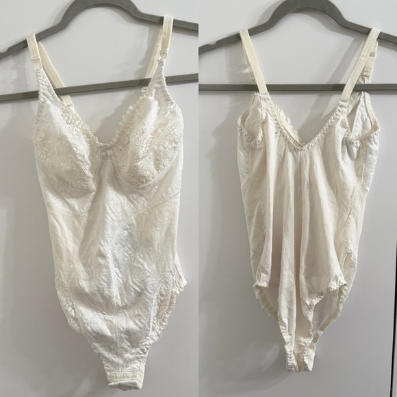 Vintage Faleck Ivory Lace Teddy Lingerie Bodysuit Size 4 Small Women’s - Picture 1 of 5